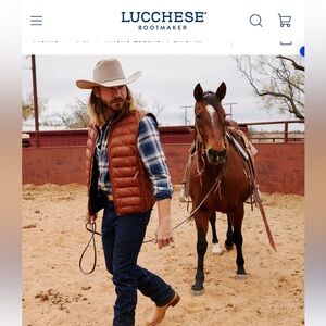 western style! LEATHER PUFFER COWBOY VEST SIMILAR TO LUCHESE